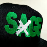 Sage Francis "A Healthy Distrust" Logo GREEN-on-BLACK Snapback