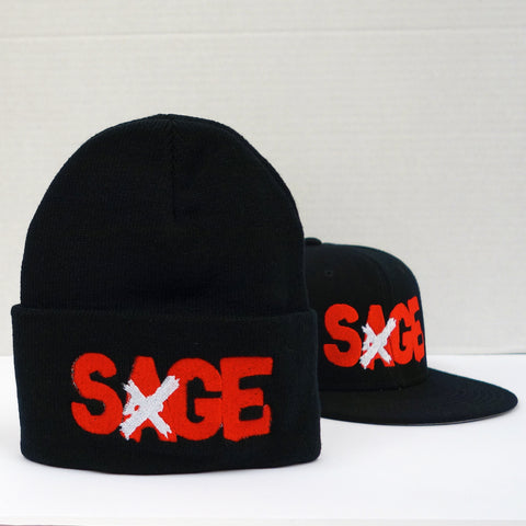 SAGE FRANCIS 'A Healthy Distrust' BLACK Snapback+Knit Hat 2-PACK