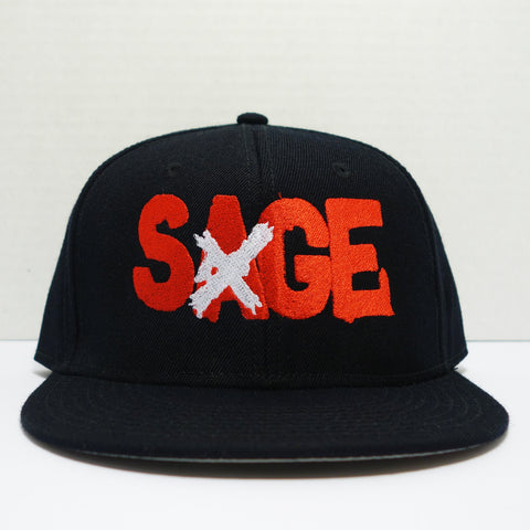 Sage Francis "A Healthy Distrust" Logo RED-on-BLACK Snapback