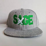 Sage Francis "A Healthy Distrust" Logo GREEN-on-HEATHER GREY Snapback