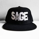 Sage Francis "A Healthy Distrust" Logo WHITE/SILVER-on-BLACK Snapback