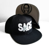 Sage Francis "A Healthy Distrust" Logo WHITE/SILVER-on-BLACK Snapback