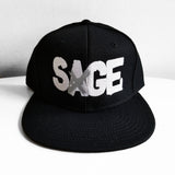 Sage Francis "A Healthy Distrust" Logo WHITE/SILVER-on-BLACK Snapback
