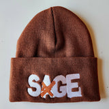 SAGE FRANCIS 'Copper Gone x AHD' COPPER-on-COYOTE BROWN Folded Brim Knit Hat