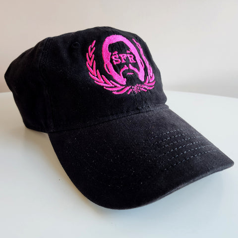 SFR Logo HOT PINK-on-BLACK Dad Hat