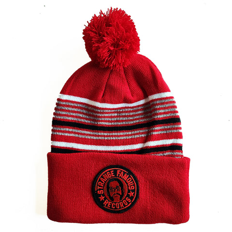 SFR Logo Red/Black/White Stripe Knit Hat