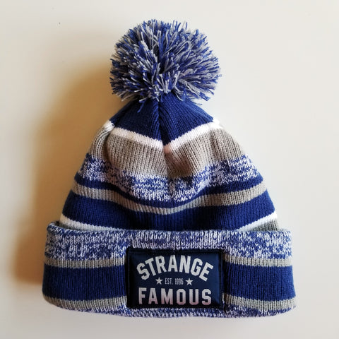 SFR Royal Blue-and-Grey Stripe Fleece-Lined Knit Hat - ARCH LOGO